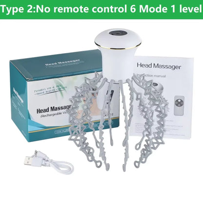 New Electric Octopus Claw Scalp Massager Therapeutic Head Scratcher Relief Hands Free Hair Stimulation Rechargable Stress Relief