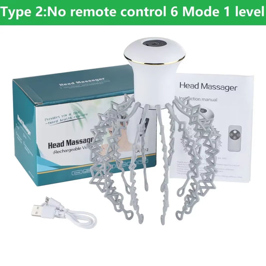 New Electric Octopus Claw Scalp Massager Therapeutic Head Scratcher Relief Hands Free Hair Stimulation Rechargable Stress Relief