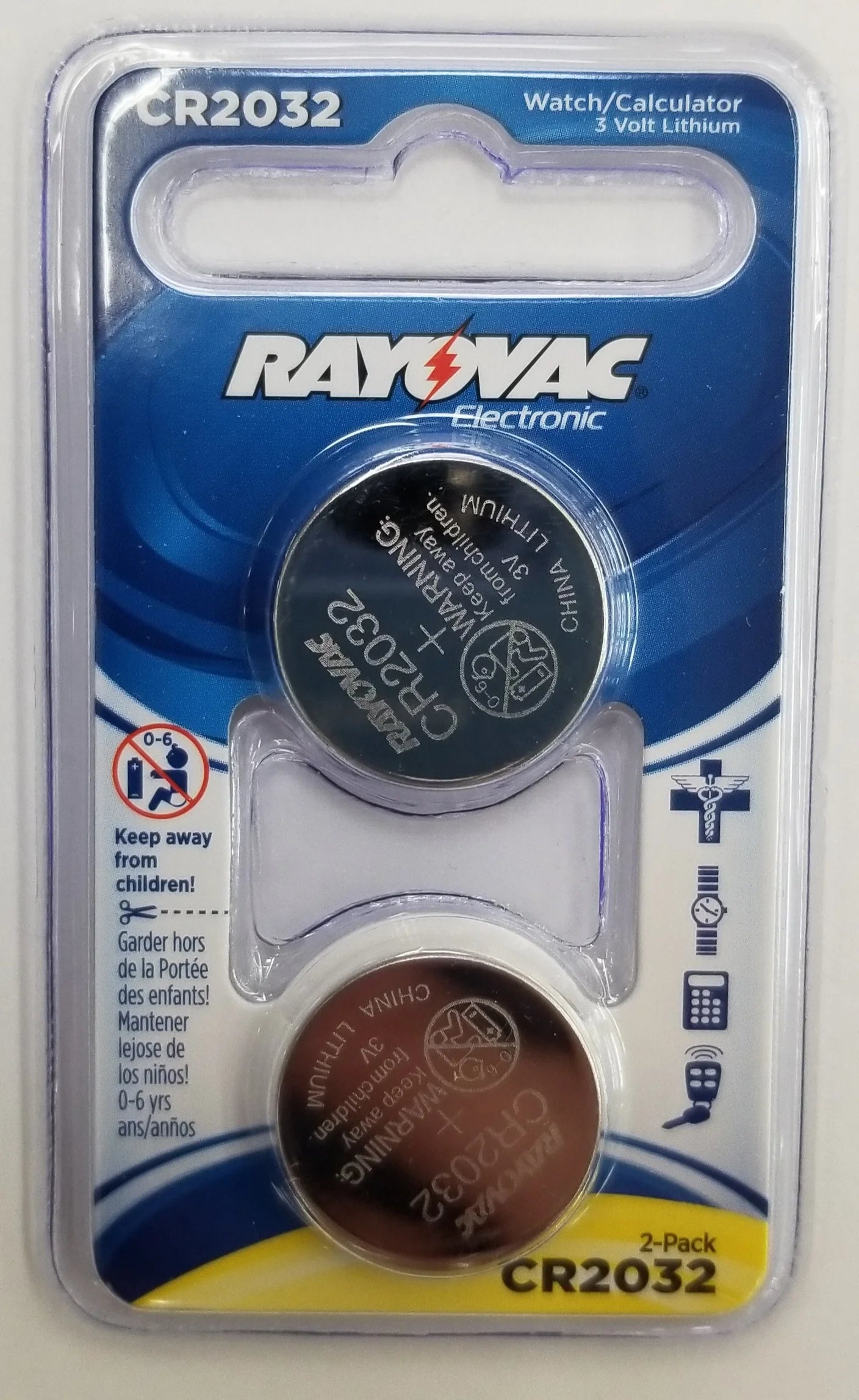 Mercury Free 2032 Lithium Battery, Non-Rechargable, 3 Volt 2 Pack