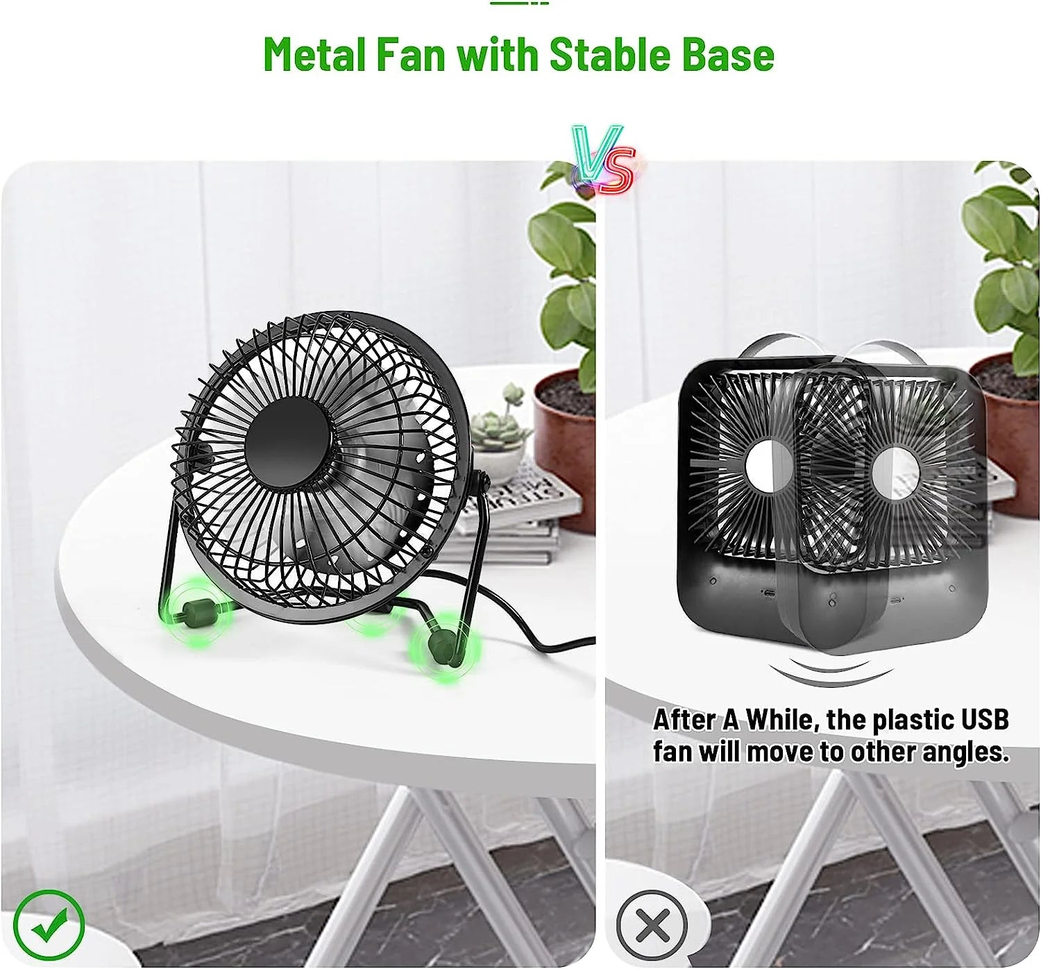 4 Inch Personal Metal USB Powered Desktop Fan Black