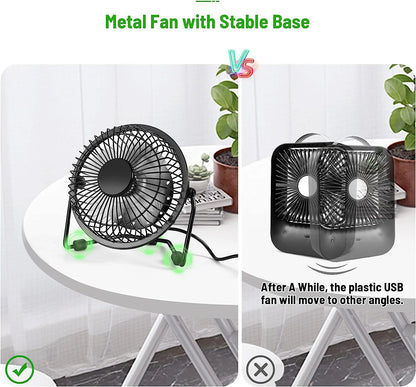 4 Inch Personal Fan Table Fan USB Powered Fan, Blue
