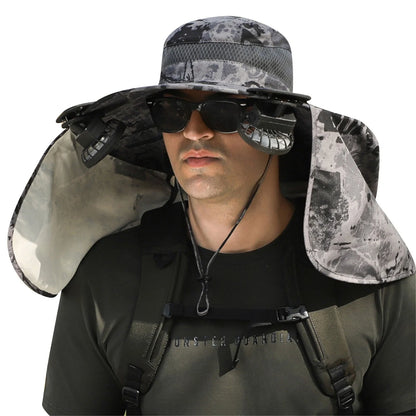 Wide Brim Solar Fan Hat for Outdoor Fishing, Sun Hat with 2 Solar Fans, Solar & USB Rechargable Sunscreen Fishing Hats with Fan for Men and Women