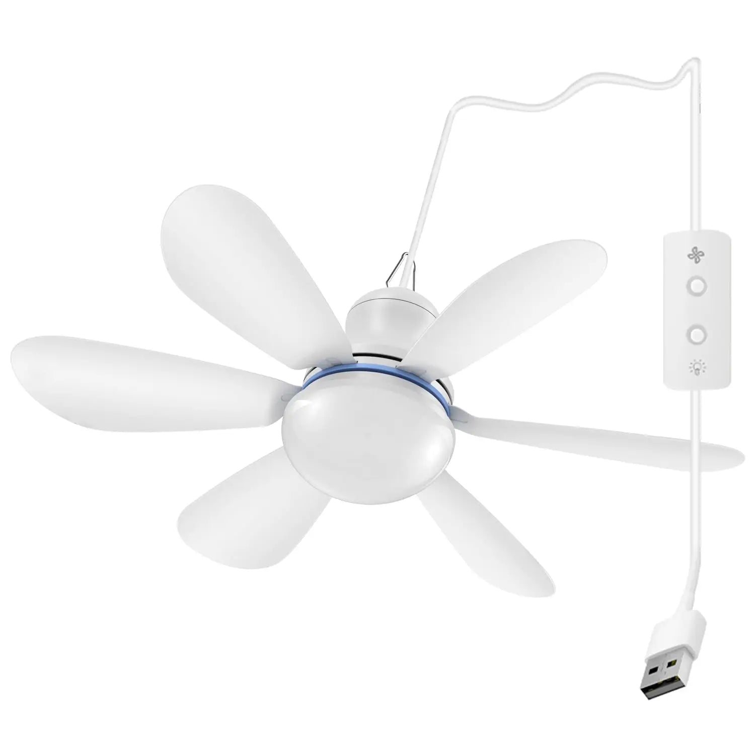Silent 6 Leaves USB Powered Ceiling Canopy Fan with Remote Control Timing 4 Speed Hanging Fan for Camping Bed Dormitory Tent New