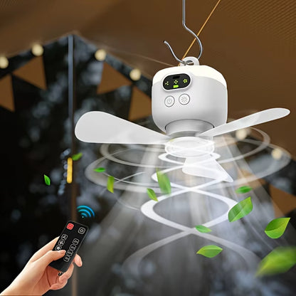 8000Mah Portable Camping Ceiling Fan with Remote Control - Rechargeable, Lightweight, and Ideal for Outdoor Tents and Home Use
