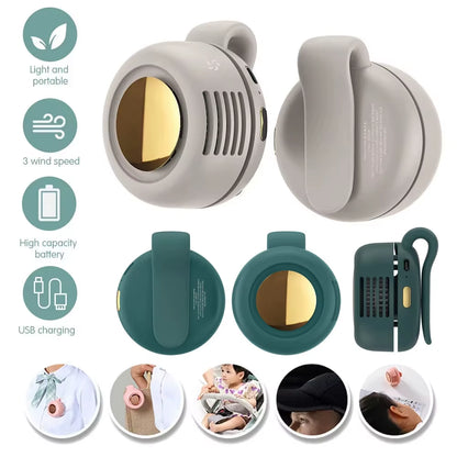Portable Fan Mini Handheld Rechargeable Bladeless Electric Fan Clip Waist Fan Suitable for Outdoor Ventilation Desktop Small Fan.