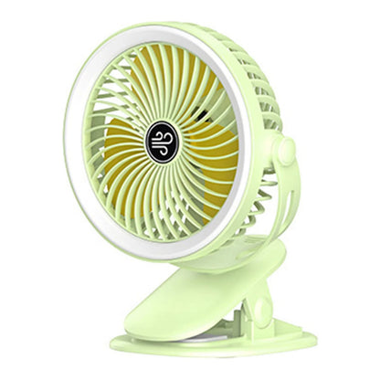 Home Kitchen Lighting Ceiling Fan Portable Fan Fan USB Rechargeable Fan with LED Light Clip Fan Versatile Fan Personal Desk Green.
