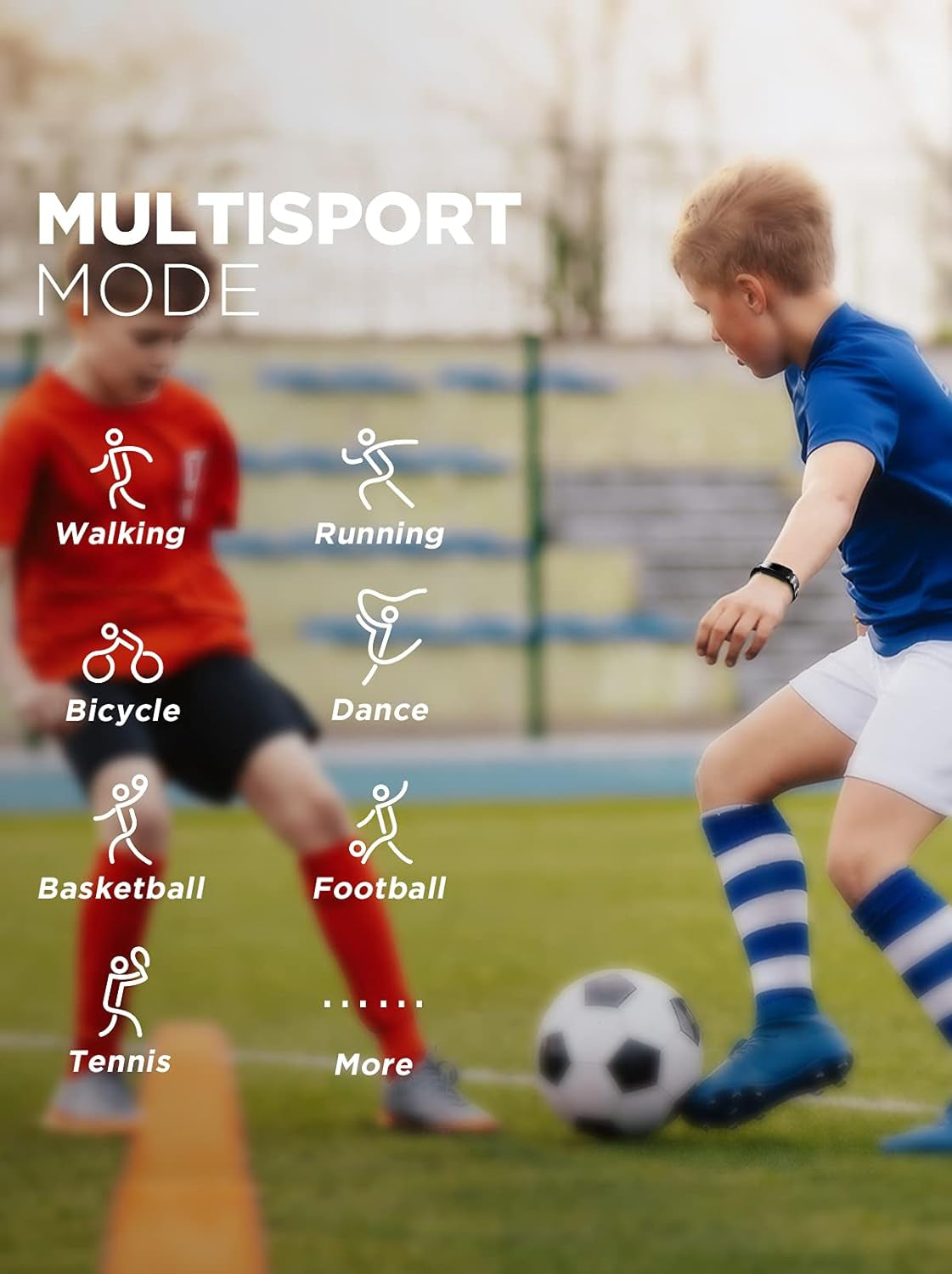 Kids Fitness Tracker Watch for Girls Boys Age 5-15, Heart Rate Monitor, IP68 Waterproof, Activity Tracker, Sleep Monitor, Pedometer, Calorie Counter, Silent Alarm Clock (Black)