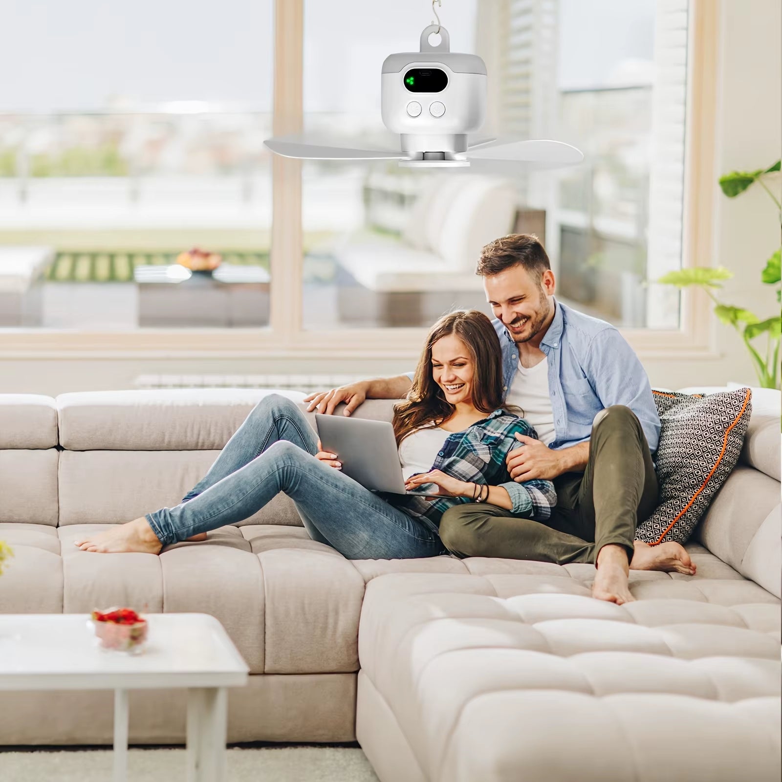 Portable Ceiling Fans 8000Mah Outdoor Camping Fan Tent Ventilator Cooler Rechargeable Electric Fan Remote Control LED Lighting