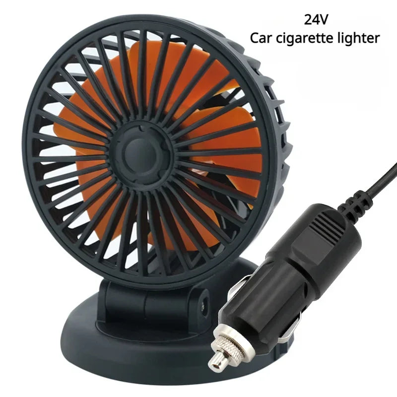 Car Fan 360° Adjustable 3 Head Air Fan Automotive Electric Fan Multi-Function USB/12V/24V Fan 2 Speeds Car Silent Fan for Home.