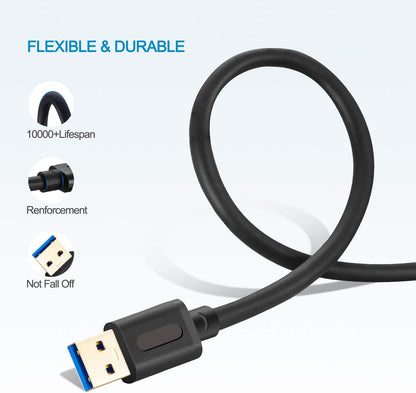 USB 3.0 Male to Male Cable 3Ft,Usb to USB Cable with Gold-Plated Connector for Hard Drive Enclosures, DVD Player, Laptop Cooler (3Ft/1M)