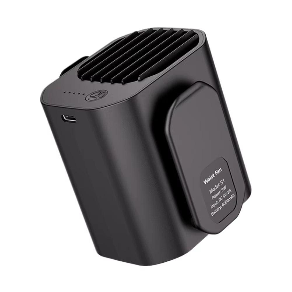 Waist Clip Fan Portable Waist Fan Multifunction Cooling Fan LED Display Mini Neck Hanging Fan for Outdoor Gardening Backpacking.