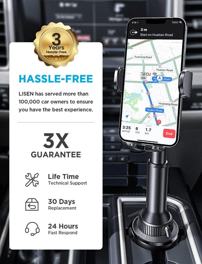 Cup Phone Holder No Shaking Phone Holder for Car, 360° Adjustable Iphone Holder for Car Accessories for Women Truck Jeep Golf for Iphone 16E 16 15 14 13 Pro Max Samsung S25 All 4-17'' Phone