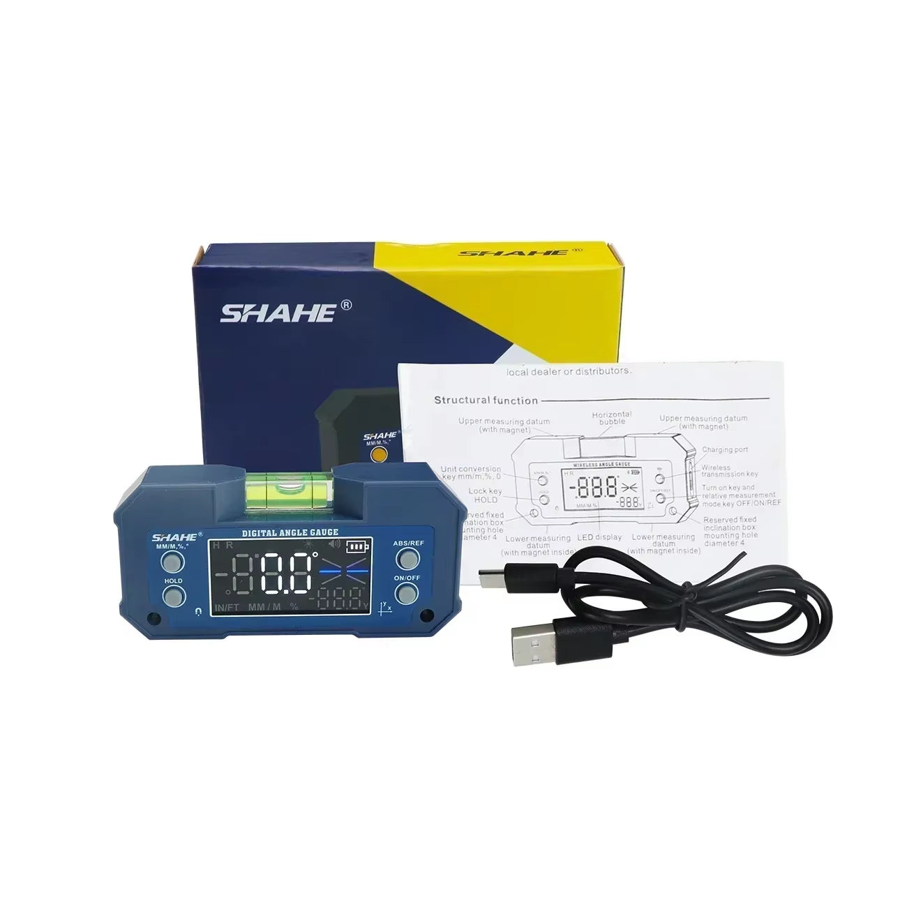 Digital Angle Finder with Level Bubble Dual Axis Rechargable Digital Angle Gauge Magnetic Digital Level Box Protractor.
