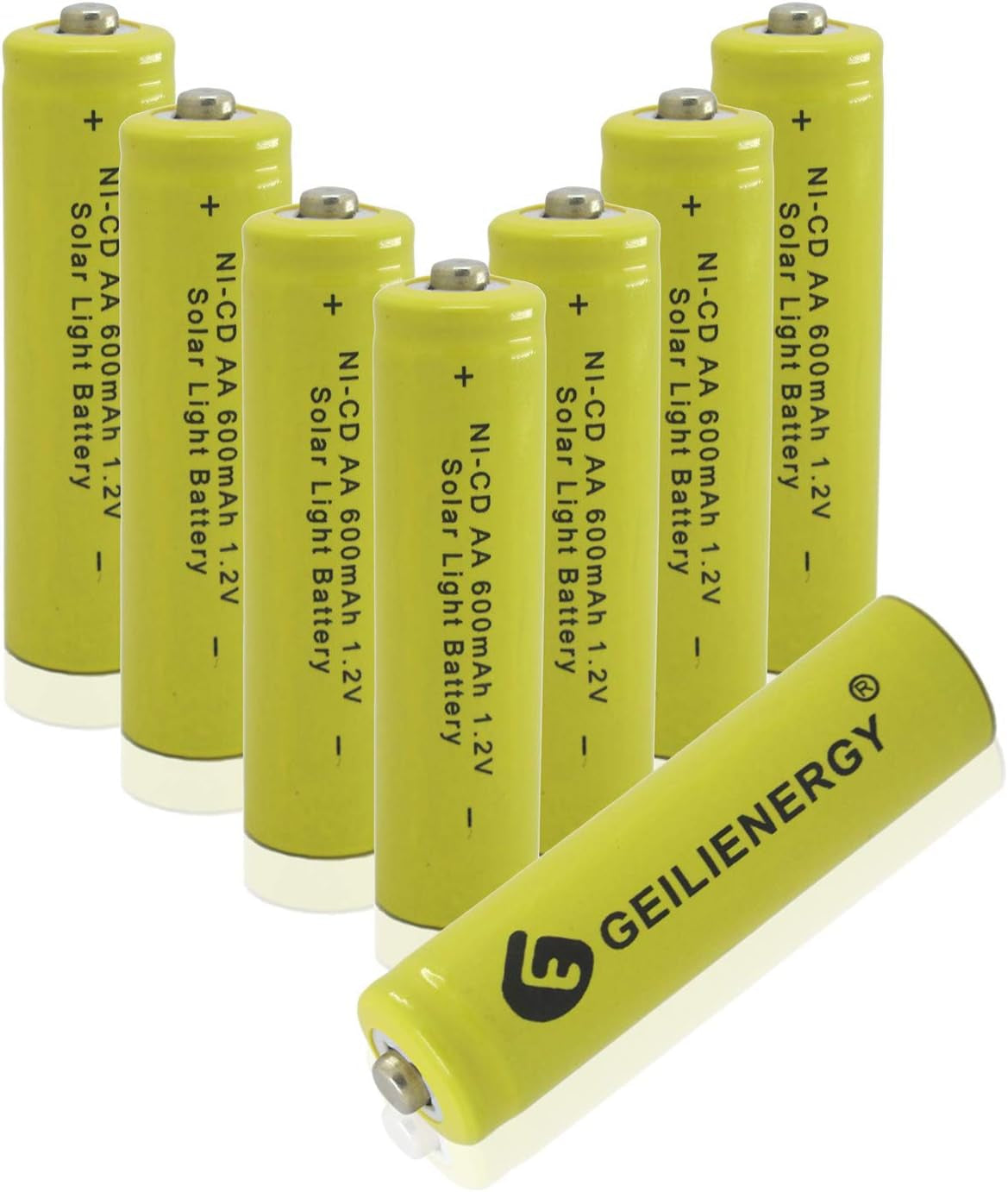 Solar Light Batteries AA Ni-Cd AA 600Mah 1.2V Rechargeable Batteries AA Rechargeable Batteries for Solar Lights Solar Lamp(Pack of 8)