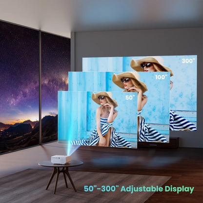1080P Projector with 5G Wifi and Bluetooth, 240 ANSI, Support 4K, Compatible with Soundbar, 100" Screen Included