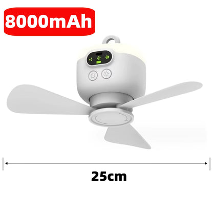 8000Mah Portable Camping Ceiling Fan with Remote Control - Rechargeable, Lightweight, and Ideal for Outdoor Tents and Home Use