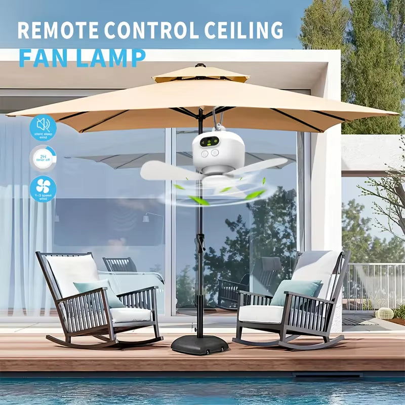 8000Mah Portable Camping Ceiling Fan with Remote Control - Rechargeable, Lightweight, and Ideal for Outdoor Tents and Home Use
