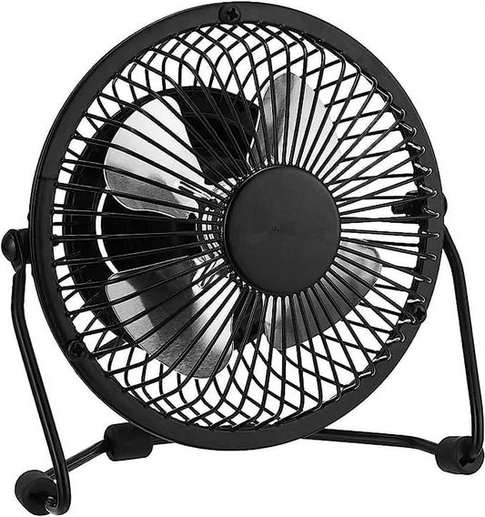 4 Inch Personal Metal USB Powered Desktop Fan Black