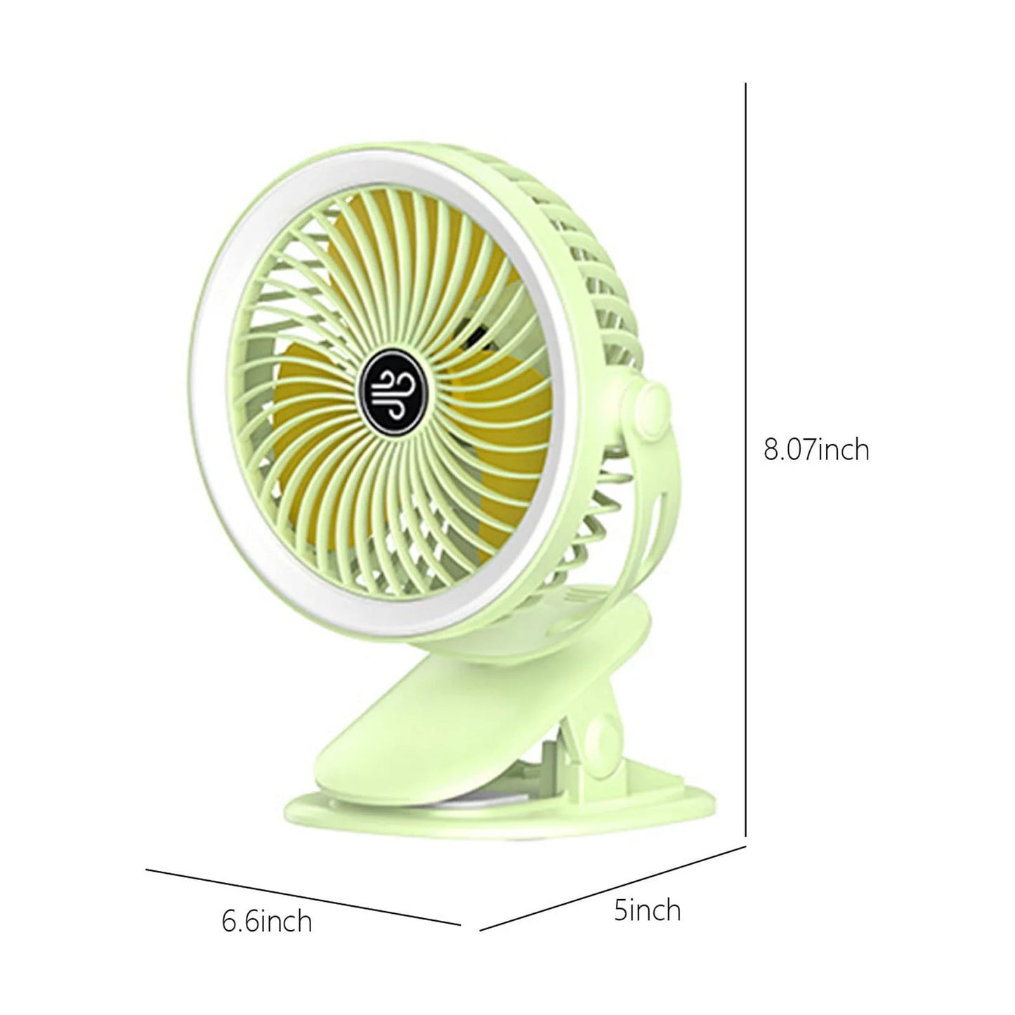 Home Kitchen Lighting Ceiling Fan Portable Fan Fan USB Rechargeable Fan with LED Light Clip Fan Versatile Fan Personal Desk Green.