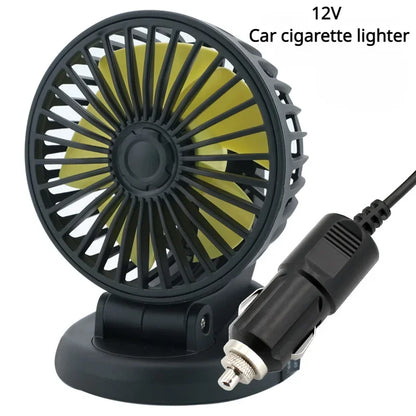 Car Fan 360° Adjustable 3 Head Air Fan Automotive Electric Fan Multi-Function USB/12V/24V Fan 2 Speeds Car Silent Fan for Home.