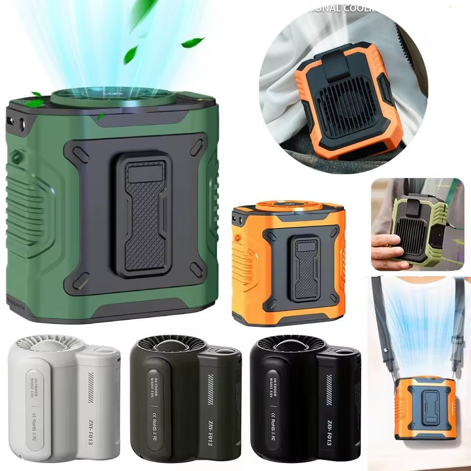 Portable Waist Fan Rechargeable Hanging Neck Fan 4000Mah Waist Clip Fan Wearable Personal Cooling Fan for Outdoor Camping Hiking.