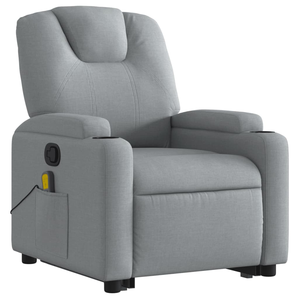 vidaXL Stand up Massage Recliner Chair Light Gray Fabric.