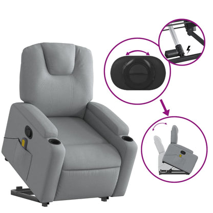 vidaXL Stand up Massage Recliner Chair Light Gray Fabric.