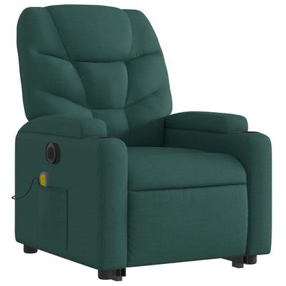 vidaXL Electric Stand up Massage Recliner Chair Dark Green Fabric.
