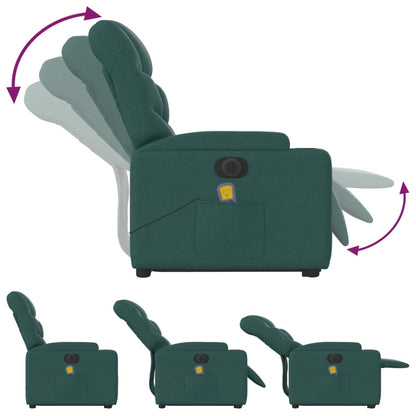 vidaXL Electric Stand up Massage Recliner Chair Dark Green Fabric.