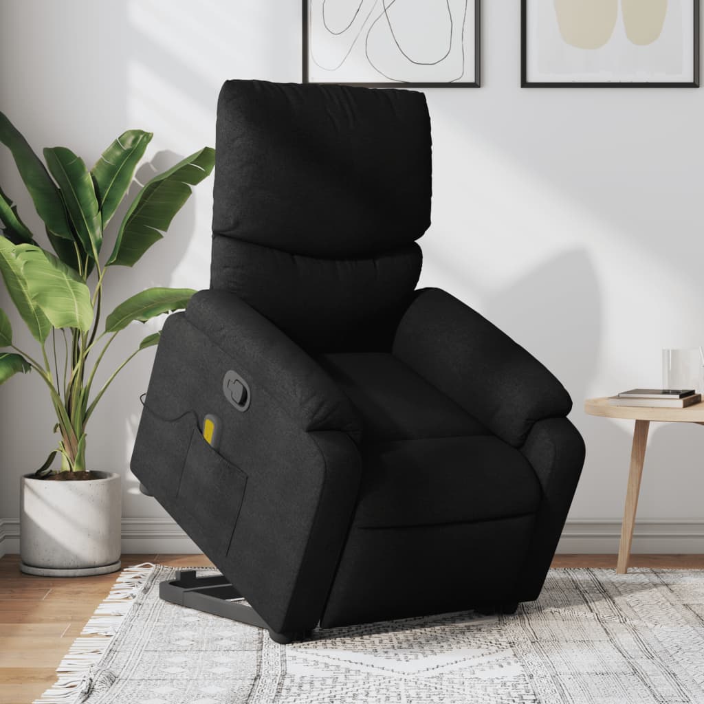 vidaXL Stand up Massage Recliner Chair Black Fabric.