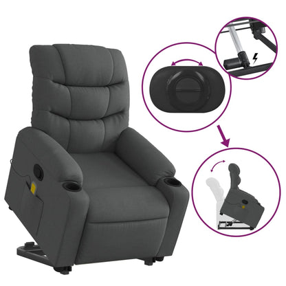 vidaXL Stand up Massage Recliner Chair Dark Gray Fabric.