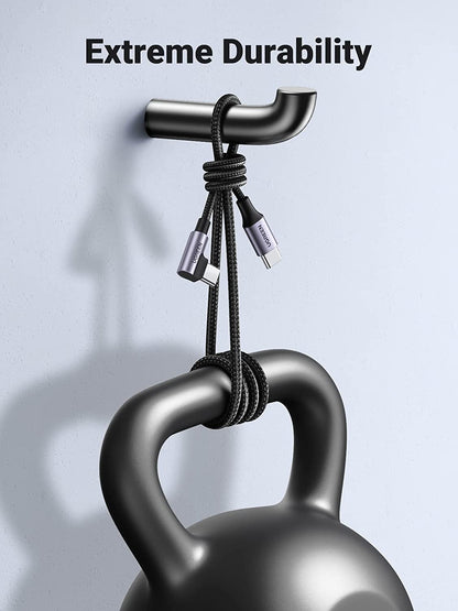 Right Angle USB C Cable 6.6FT 2-Pack, 60W USB C to USB C Cable 90 Degree Type C Cable for Iphone 17/16, Macbook Pro/Air, Ipad Pro 2022/Air 5/Mini 6, Galaxy S25/S24/S22, Pixel 8/7, Switch