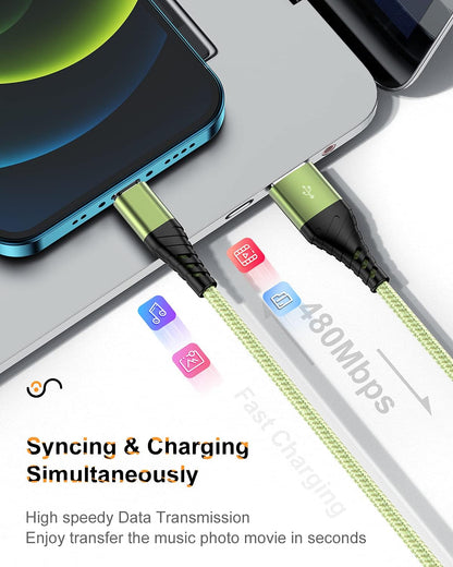 Long Iphone Charger Cord 10 FT, [MFI Certified] 10 Foot USB Lightning Cable,10 Feet Fast Charger Nylon Braided USB Iphone Cord for Iphone 13 12 11 Pro X XS Max XR/8 Plus/7 Plus/6/6S Plus-Green
