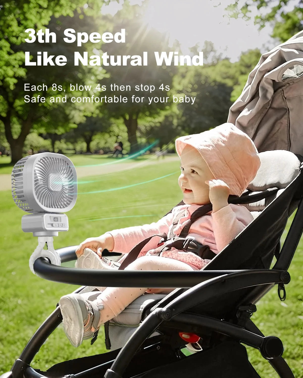 Fortable Fan Stroller Fan Desk Oscillating Fan Battery Operated Rechargable 5000 Mah Table Mini Small Fan Adjustable 3 Speeds with Light
