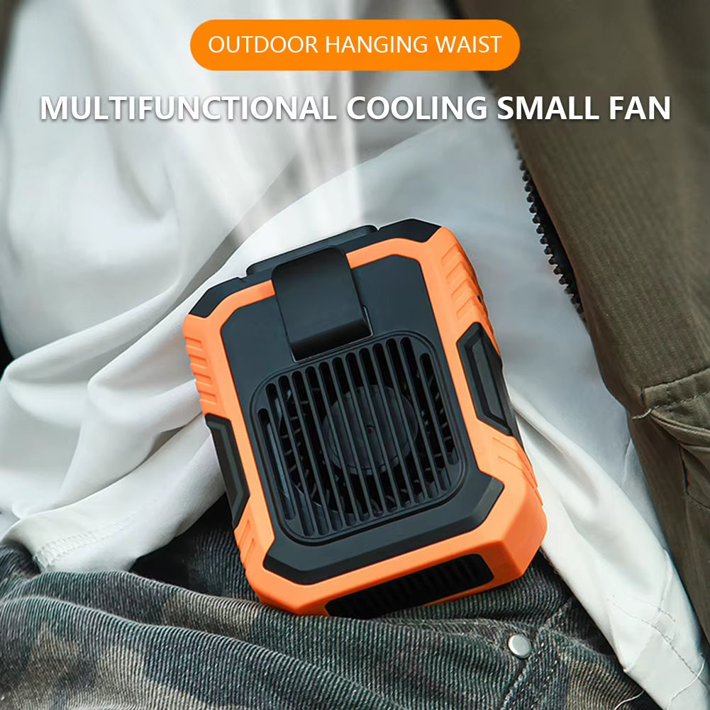 Portable Waist Fan Rechargeable Hanging Neck Fan 4000Mah Waist Clip Fan Wearable Personal Cooling Fan for Outdoor Camping Hiking.