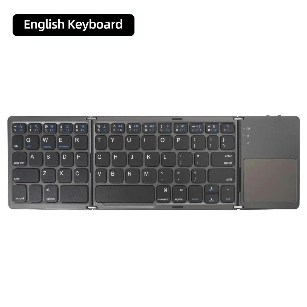 Foldable Bluetooth Keyboard with Touchpad Mini Wireless Keyboard Rechargable Keyboard for IOS Android Windows Tablet Notebook.