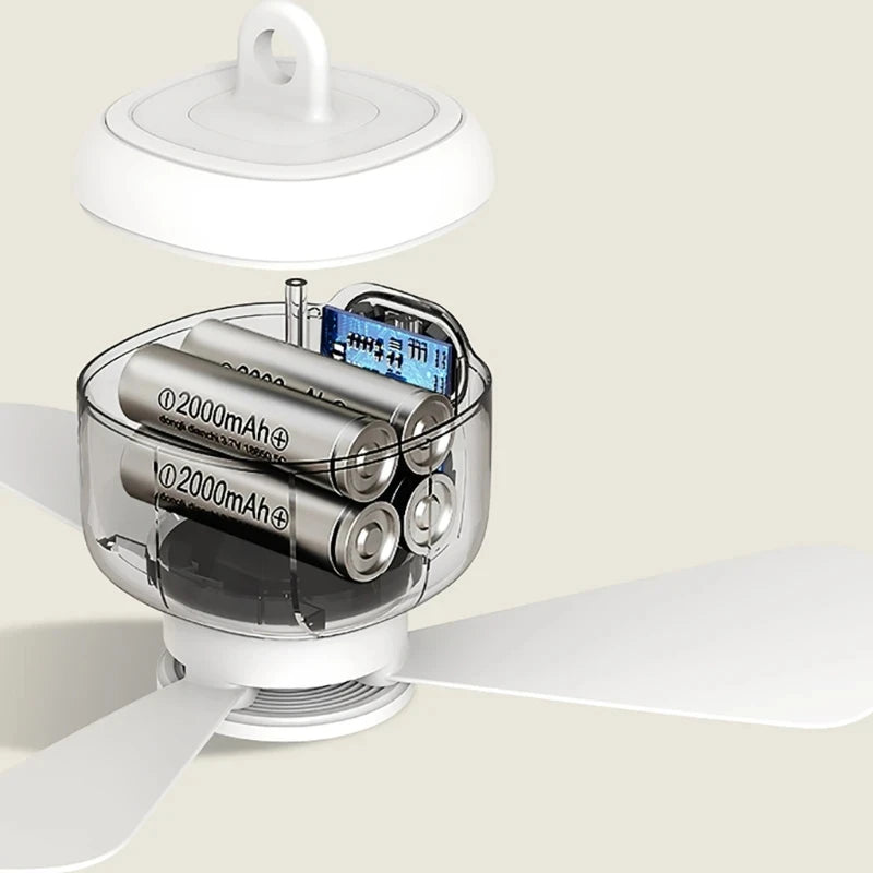 New USB Rechargeable Large Wind Ceiling Fan Removable Blades Night Lamp Lighting 8000Mah\12000Mah Capacity Household Outdoor Fan