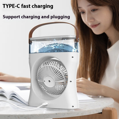 Portable Fan Portable Mini Humidifier Fan Water Spraying Fan Rechargeable Cooler Air Adjustment Fan for Hot Weather.