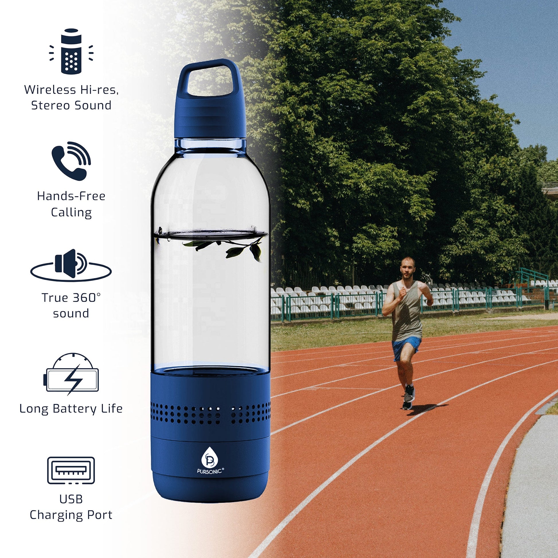 Pursonic 2-in-1 Water Bottle with Built-In Wireless Speaker.