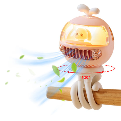 Rotatable Baby Stroller Fan with LED Light,3600Mah Rechargable Fan,Multifunction Portable Personal Fan for Stroller,4 Speeds,Pink.