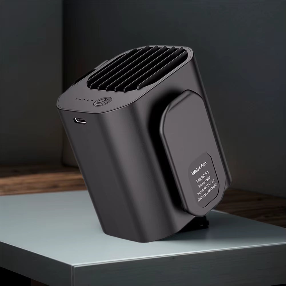 Waist Clip Fan Portable Waist Fan Multifunction Cooling Fan LED Display Mini Neck Hanging Fan for Outdoor Gardening Backpacking.