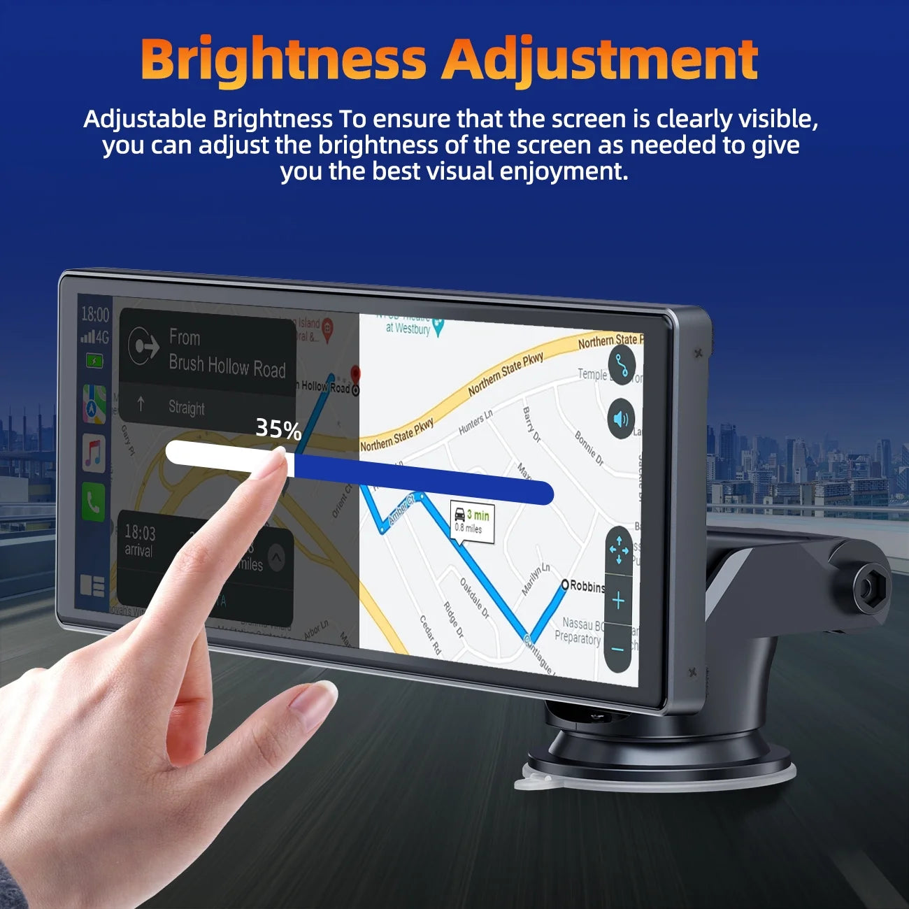 Portable Touchscreen Apple Carplay, 9.26" Wireless Carplay Screen for Car, Portable GPS Navigation for Car, Car Stereo with Airplay, AUX/FM, Googel, Siri, Bluetooth