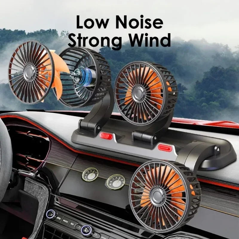 Car Fan 360° Adjustable 3 Head Air Fan Automotive Electric Fan Multi-Function USB/12V/24V Fan 2 Speeds Car Silent Fan for Home.