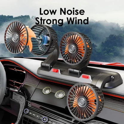 Car Fan 360° Adjustable 3 Head Air Fan Automotive Electric Fan Multi-Function USB/12V/24V Fan 2 Speeds Car Silent Fan for Home.