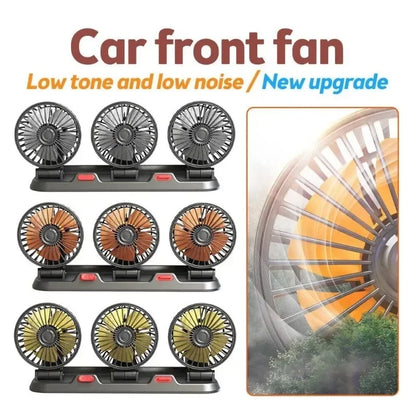 Car Fan 360° Adjustable 3 Head Air Fan Automotive Electric Fan Multi-Function USB/12V/24V Fan 2 Speeds Car Silent Fan for Home.