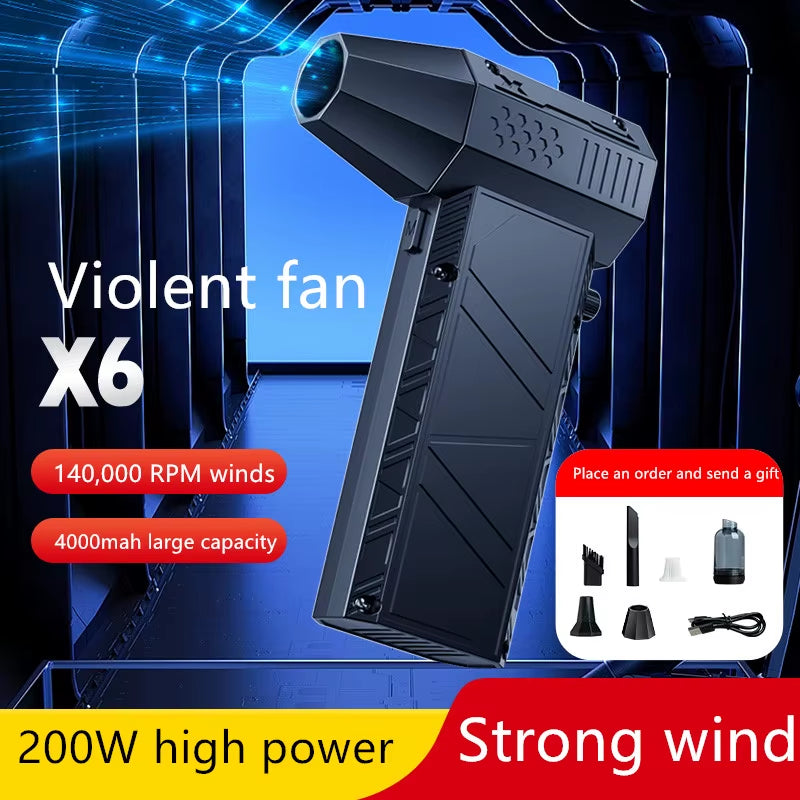 Turbo Jet Fan Violent Fan X6 Powerful Air Blower 200W High Power Duct Fan Mini Turbo Jet Fan 140000 RPM Strong Winds Turbo Fan.