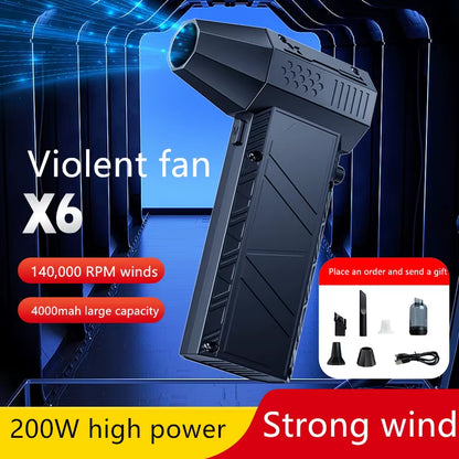 Turbo Jet Fan Violent Fan X6 Powerful Air Blower 200W High Power Duct Fan Mini Turbo Jet Fan 140000 RPM Strong Winds Turbo Fan.