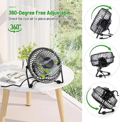 4 Inch Personal Fan Table Fan USB Powered Fan, Blue