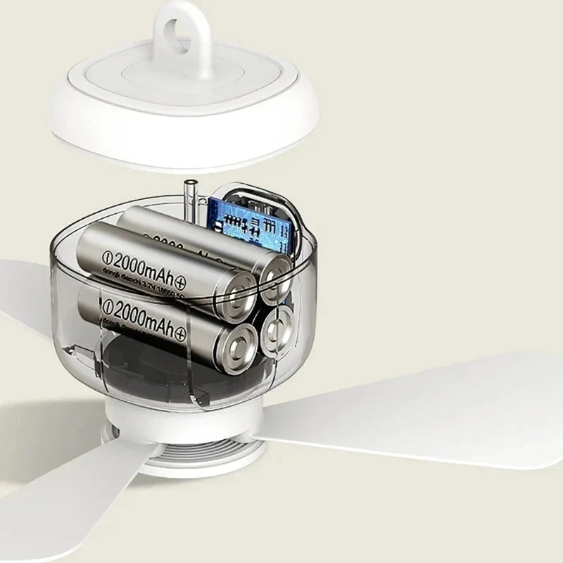 New Lighting USB Rechargeable Ceiling Fan 8000Mah Battery Large Capacity Removable Blades Suitable for Bedroom Outdoor Tents