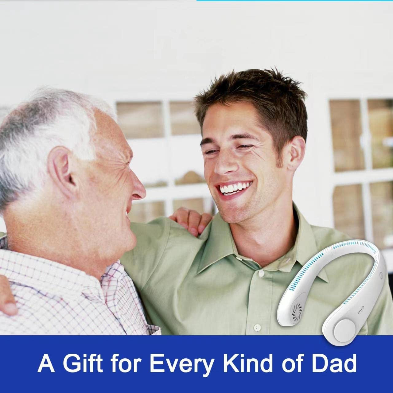 Portable Bladeless Neck Fan - Rechargeable Wearable Personal Cooling Device with 3 Speed Settings, Ideal for Office, Sports, and Travel - Perfect Gift for Father's Day